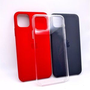 Apple Brand Silicone Covers For iPhone 11 Pro Max, Bundle of 3 Black, Red, Clear